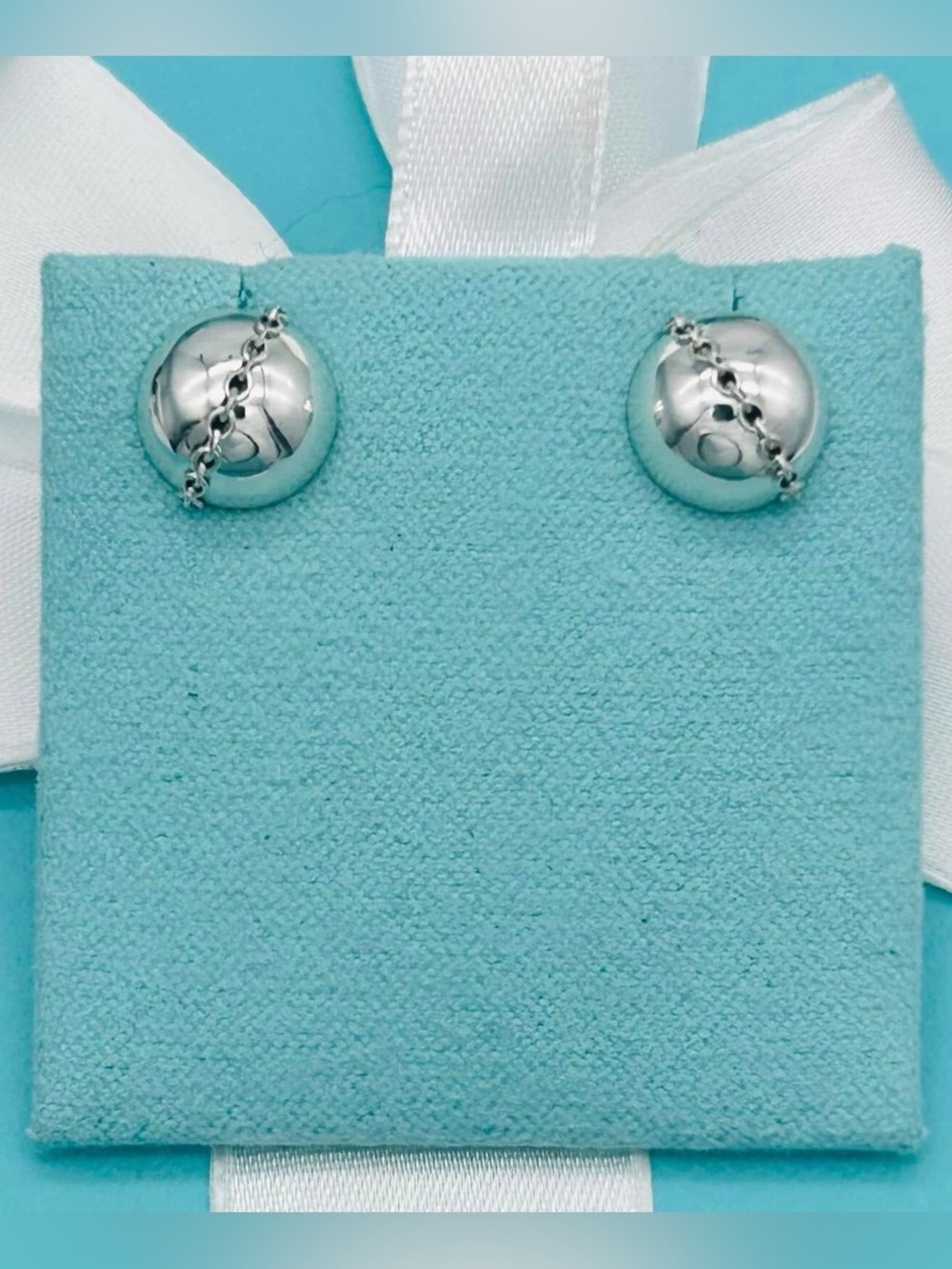 Tiffany & Co. Sterling Silver HardWear Bolt Bead Stud Earrings
